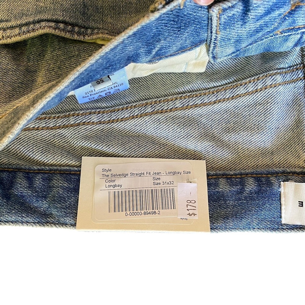 Everlane NWT The Selvedge Straight Fit Jean Longbay Men's Size 31x32 - Picture 10 of 11